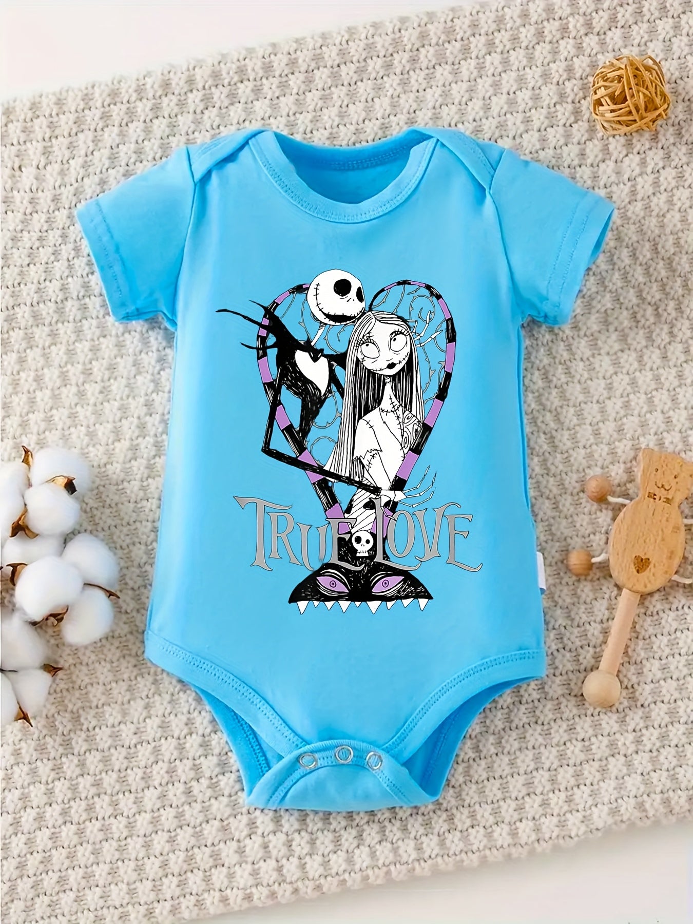 Disney Nightmare Before Christmas Baby Romper with Jack Skellington and Sally Graphic