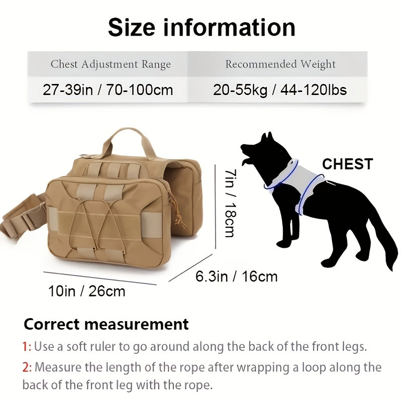 Dog Backpack Dog Harness Tactical Vest for Large Dogs Outdoor Training Suit Combat Suit Set Camping Hunting and Rescue Equipment Medium-Large Dogs