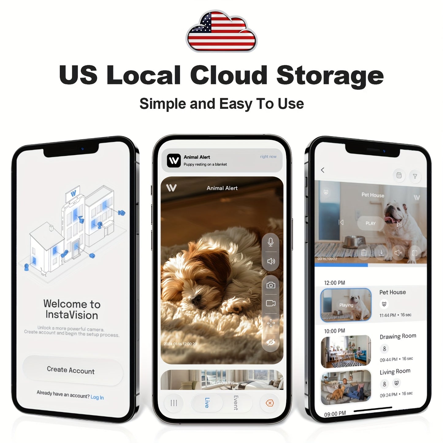 4MP HD Indoor Camera with 360 Degree Night Vision and Two Way Audio for Pets and Babies