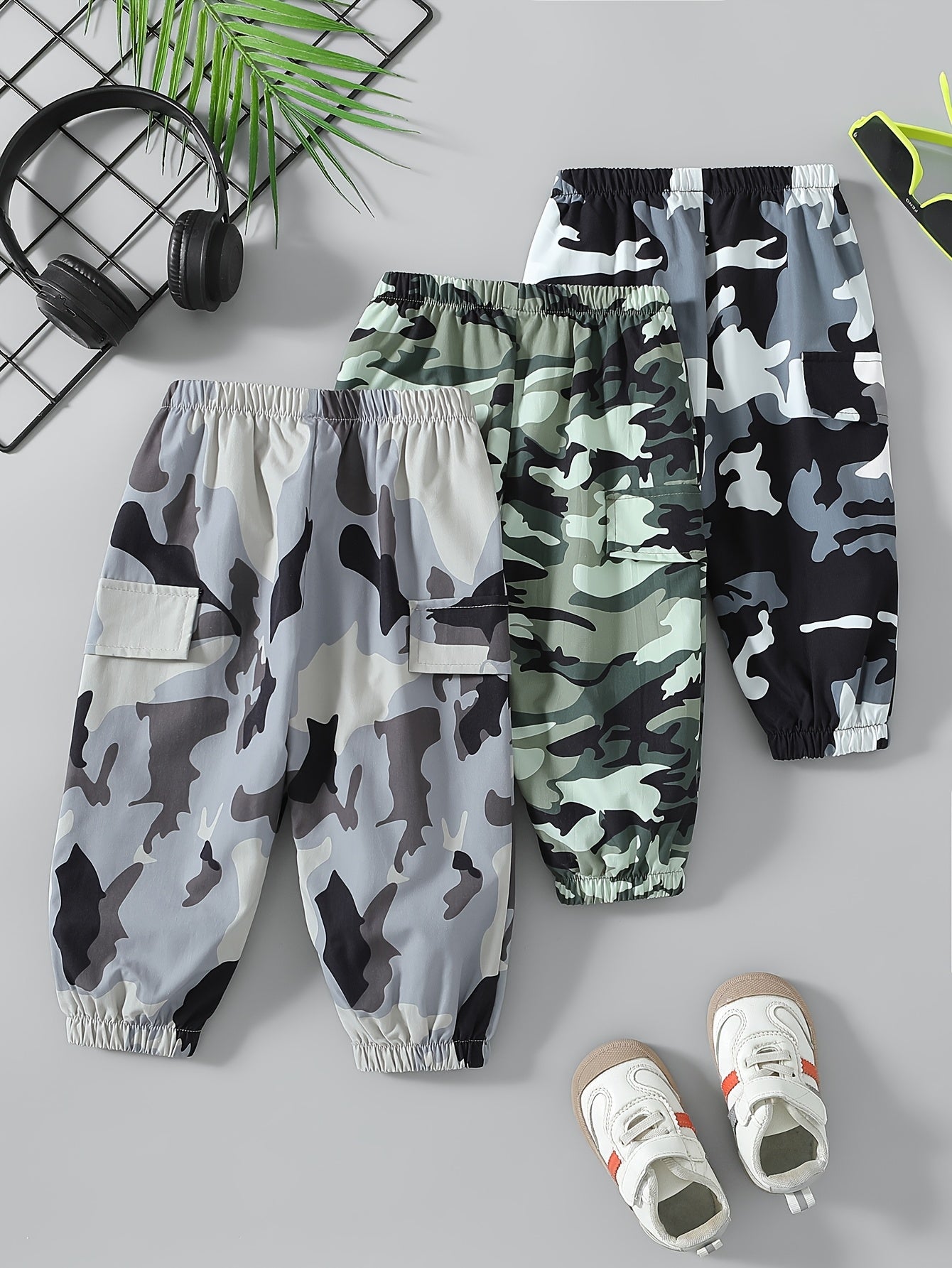 Camouflage Baby Clothing Set for Boys 3-Piece Spring Autumn Casual Wide-Leg Pants
