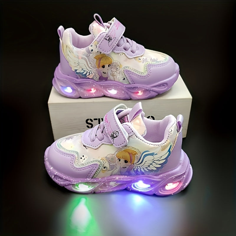 2025 Spring Autumn Girls Light Up Sports Shoes Trendy Casual Princess Sneakers