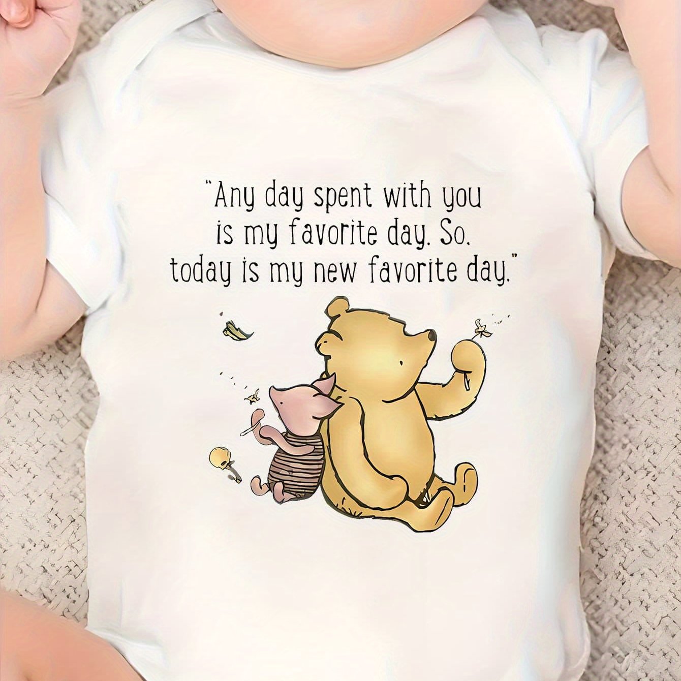 Pooh and Piglet Quote Cotton Baby Bodysuit Soft Breathable Unisex Outfit for Summer