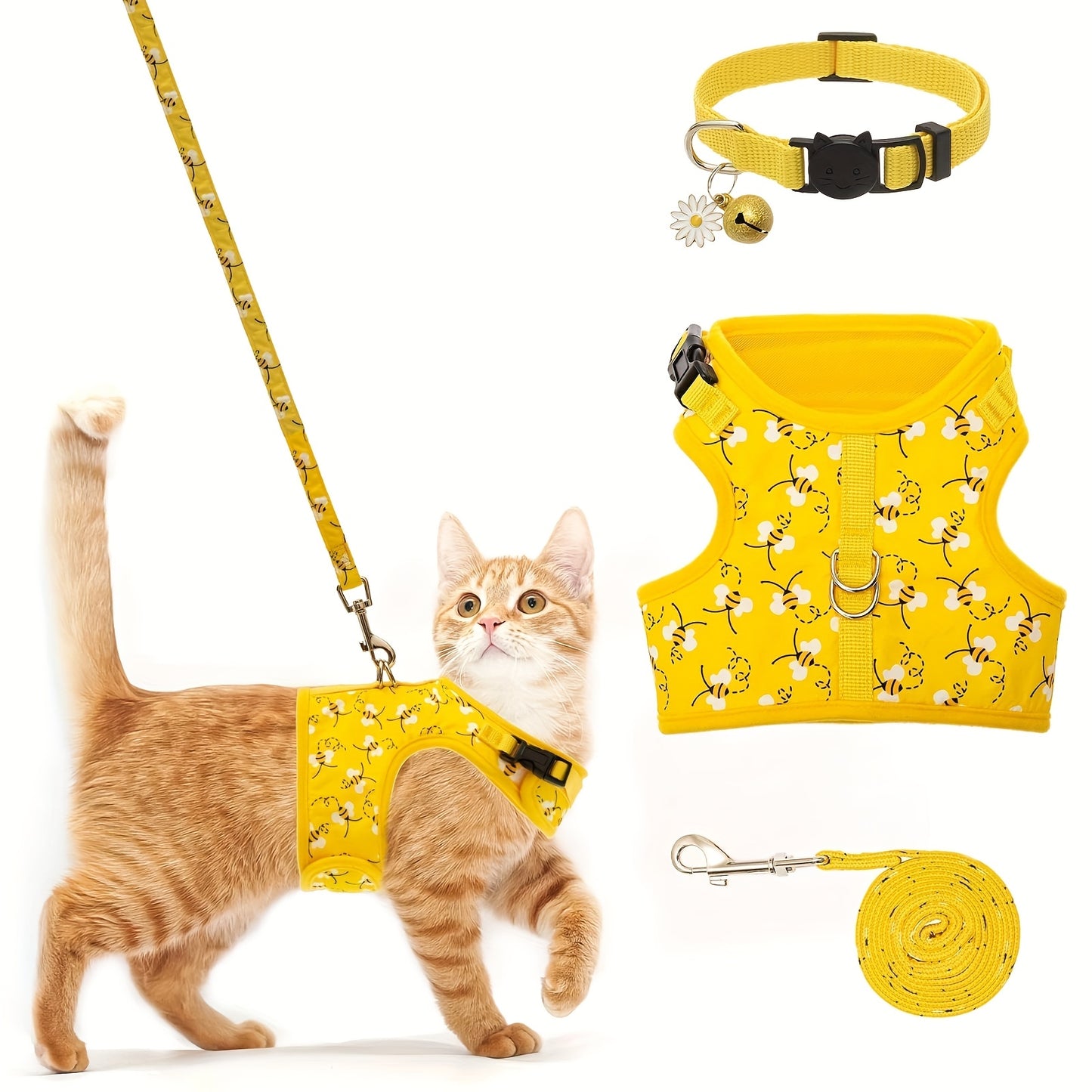 Escape Proof Cat Harness With Leash And Collar Adjustable Soft Vest For Medium Large Cats
