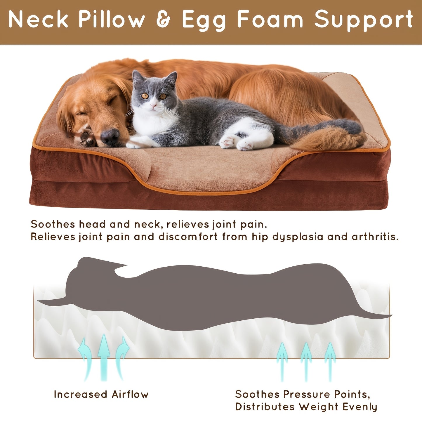 FluffyDream Orthopedic Dog Bed with Egg-Crate Memory Foam for All Dog Sizes and Travel