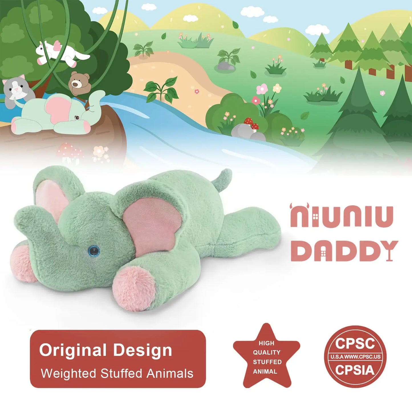 Niuniu Daddy Elephant Weighted Plush Toy Kids and Adults