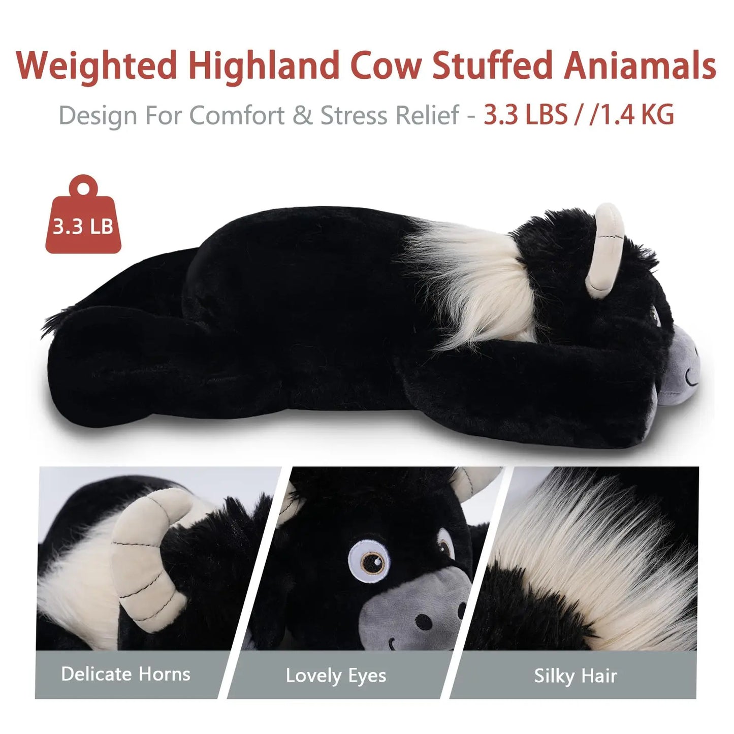 Niuniu Daddy Highland Cow Weighted Plush Large 20 Inch