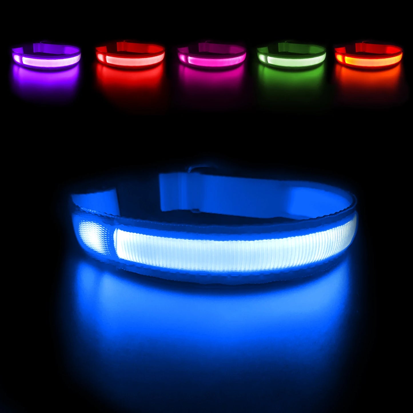 MASBRILL Luminous Waterproof Dog Collar for Small to Large Breeds with Reflective Lights