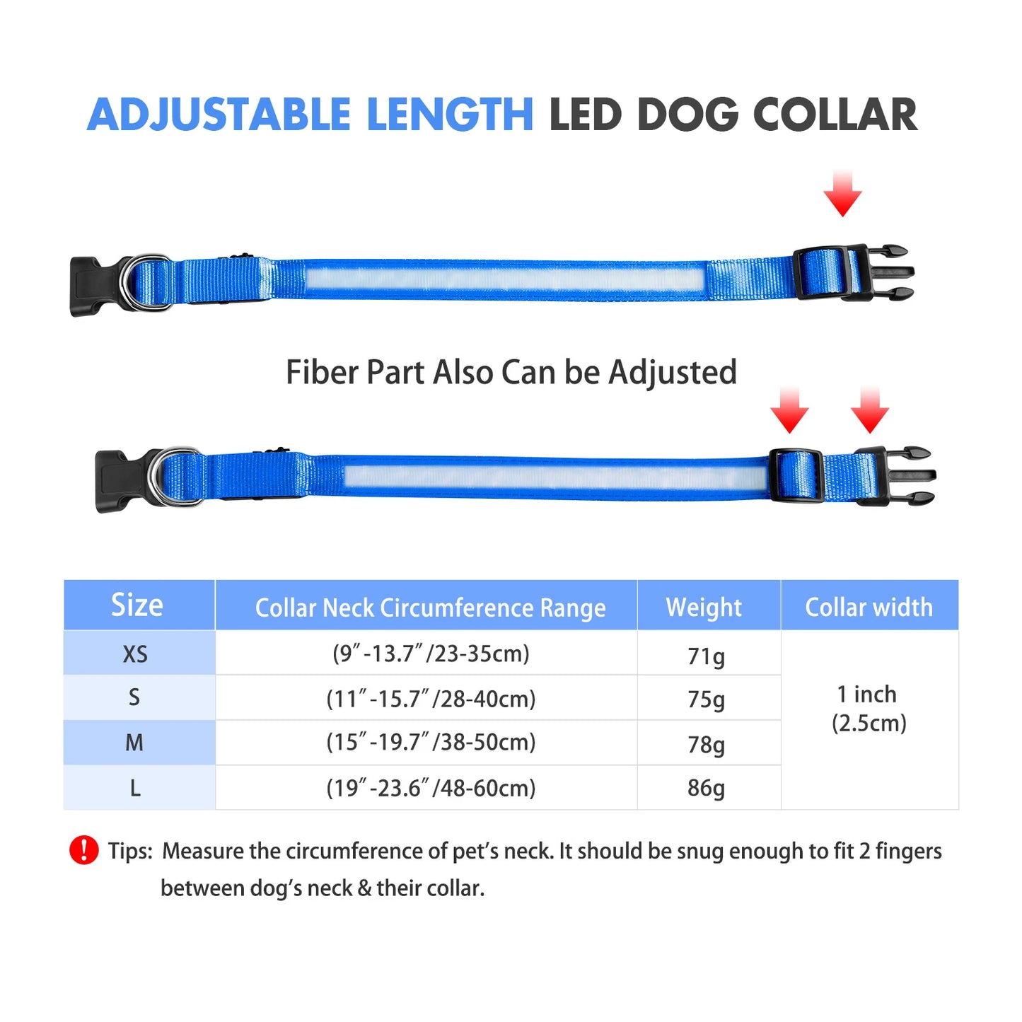 MASBRILL Luminous Waterproof Dog Collar for Small to Large Breeds with Reflective Lights
