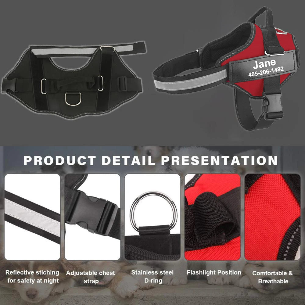 No Pull Reflective Dog Harness Adjustable Breathable Vest for Outdoor Walking