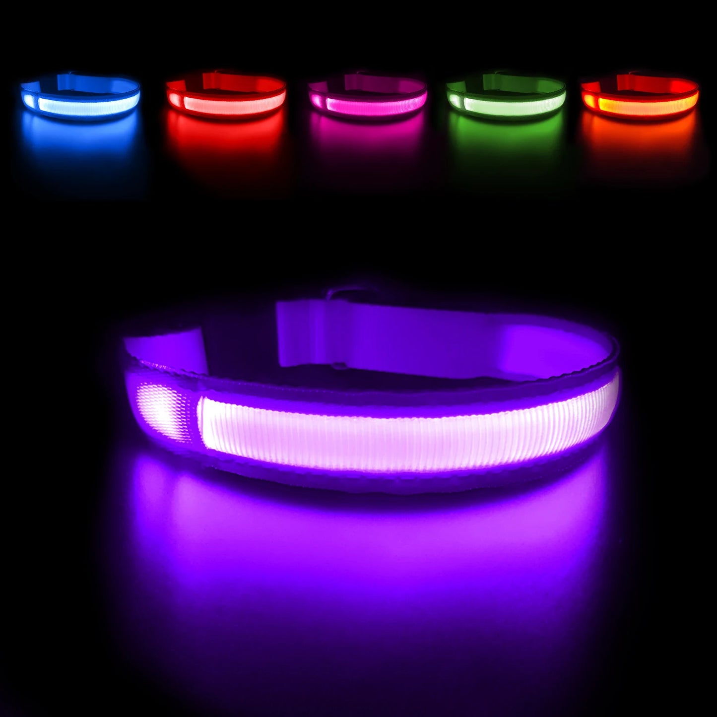MASBRILL Luminous Waterproof Dog Collar for Small to Large Breeds with Reflective Lights