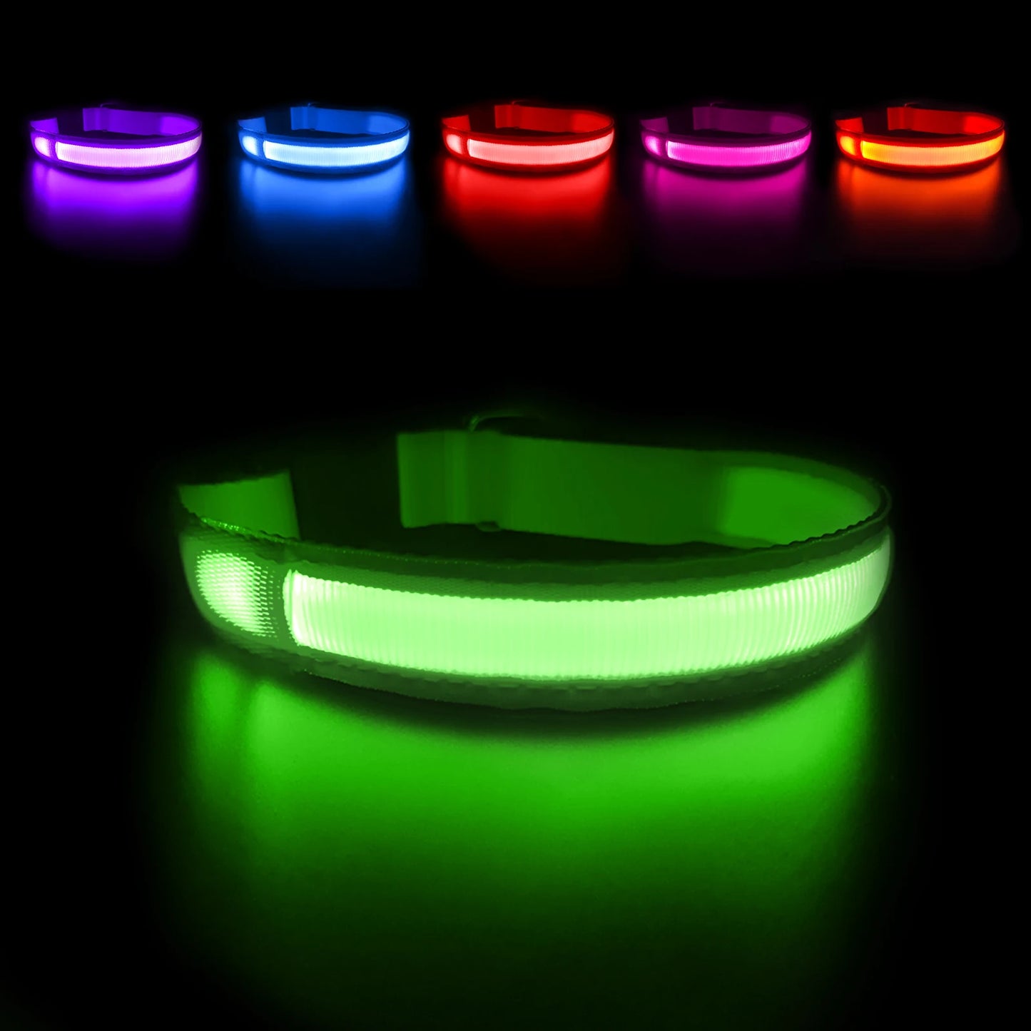 MASBRILL Luminous Waterproof Dog Collar for Small to Large Breeds with Reflective Lights