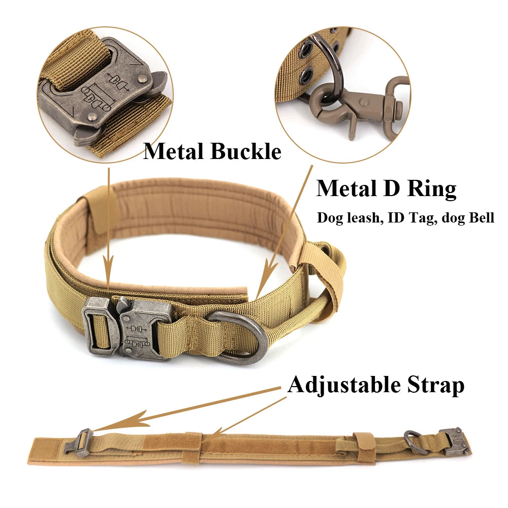 Adjustable Tactical Dog Training Collar and Leash Set for Small and Big Dogs
