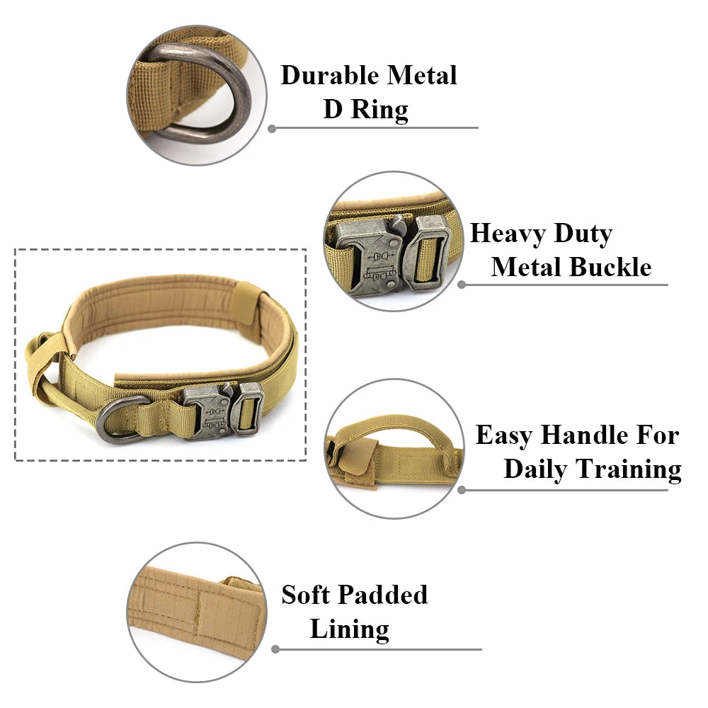 Adjustable Tactical Dog Training Collar and Leash Set for Small and Big Dogs