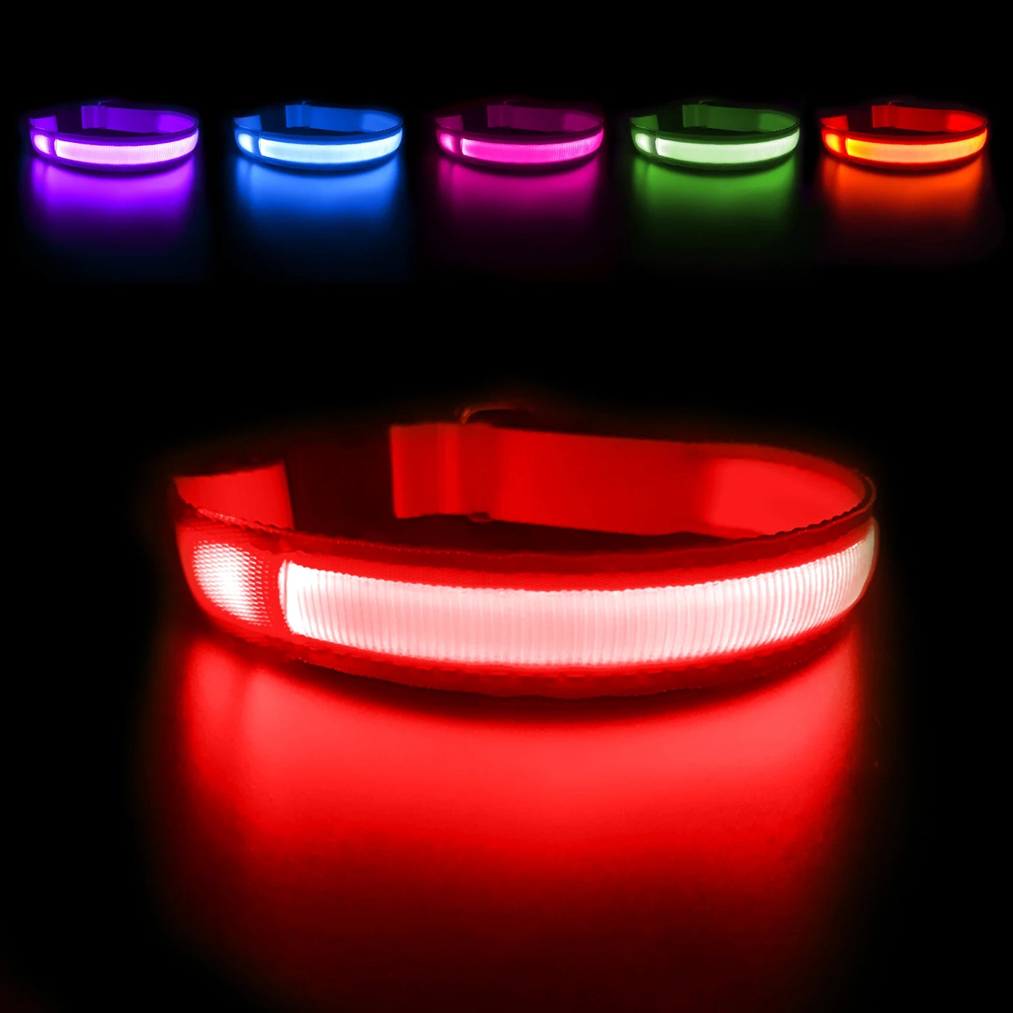 MASBRILL Luminous Waterproof Dog Collar for Small to Large Breeds with Reflective Lights