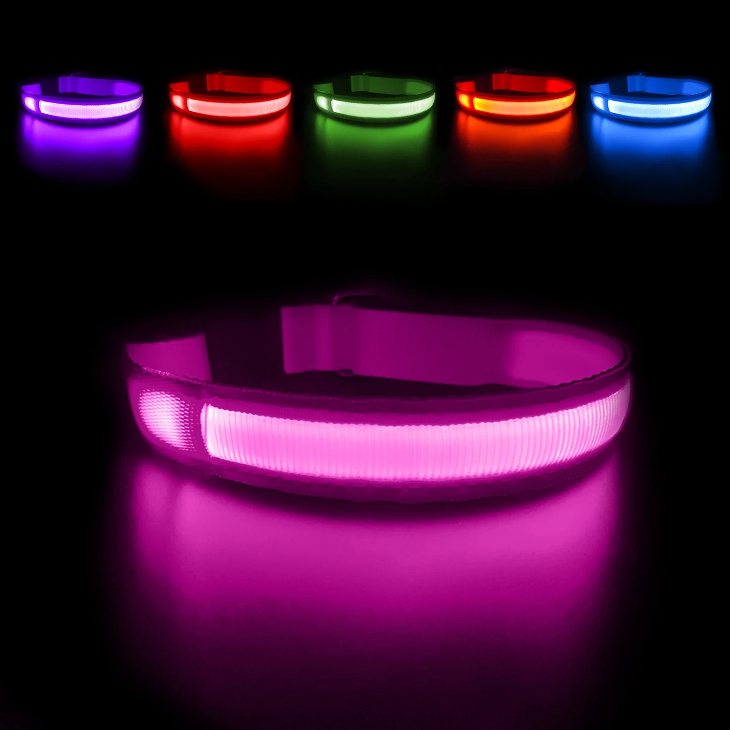 MASBRILL Luminous Waterproof Dog Collar for Small to Large Breeds with Reflective Lights