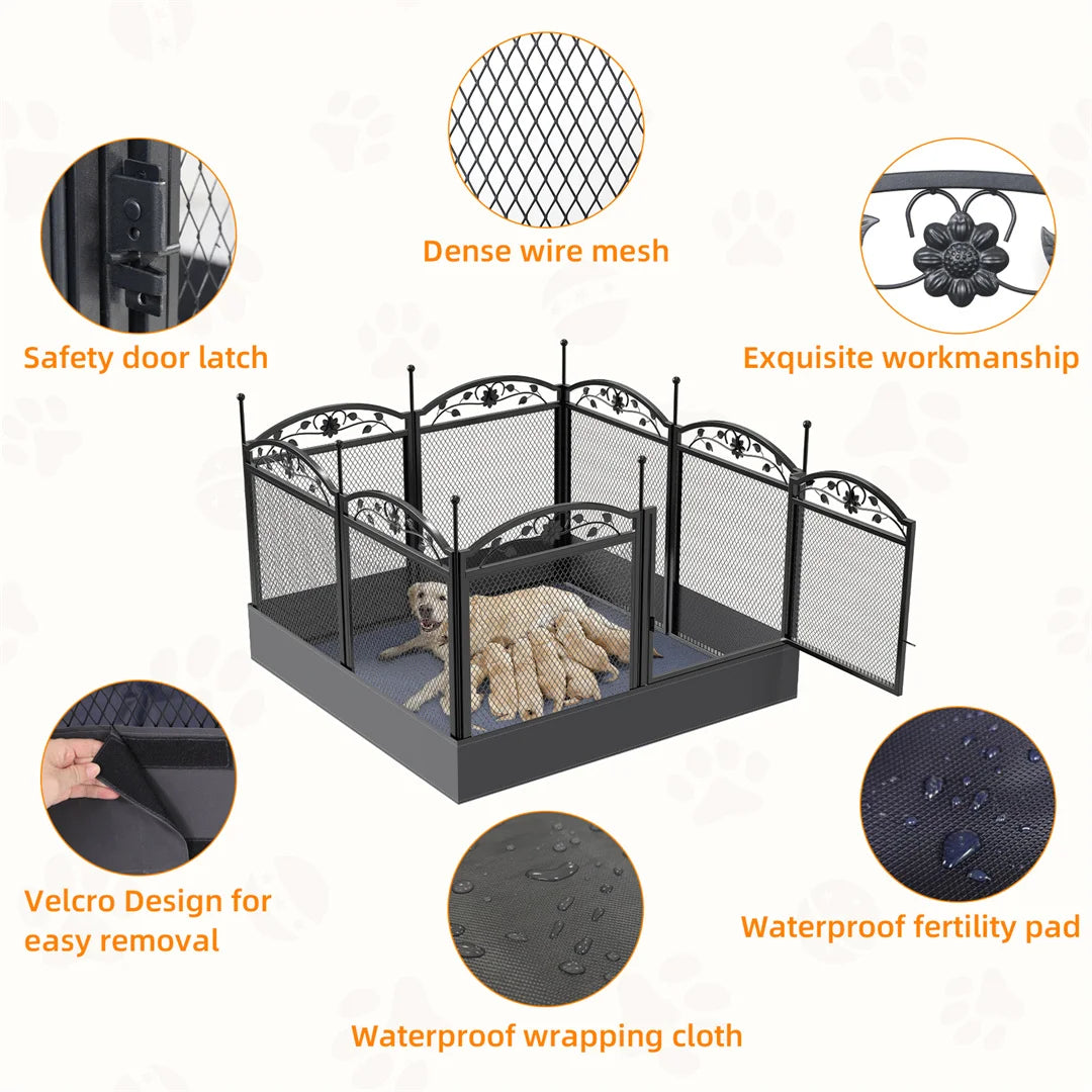 8 Panel Heavy Duty Dog Playpen Indoor Outdoor Metal Fence with Waterproof Pad