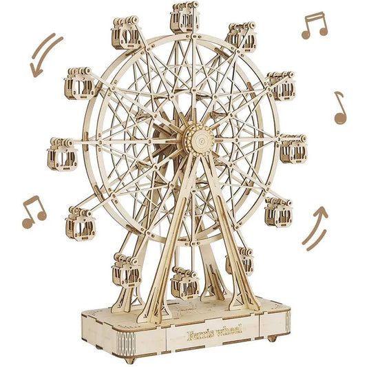 Robotime Ferris Wheel Music Box 3D Wooden Puzzle DIY Craft Kit for Ages 14 and Up