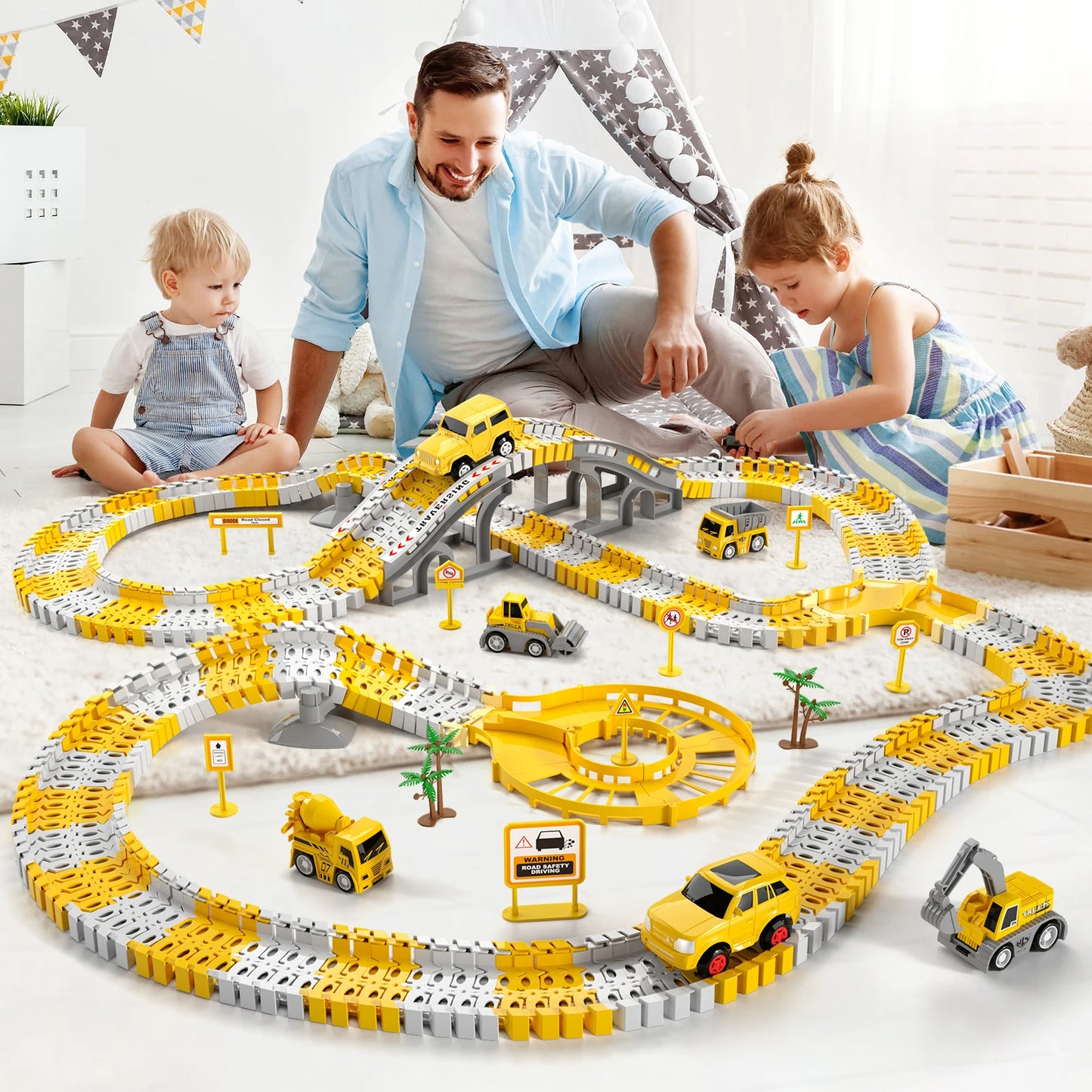 Toddler Boy Toys 236 PCS Race Tracks Toys Gifts for 3 4 5 Year Old Boys Kids, 6 PCS Construction Car Toys Gifts for 2 3 4 5 Year - Loving Babies & Pets Shop