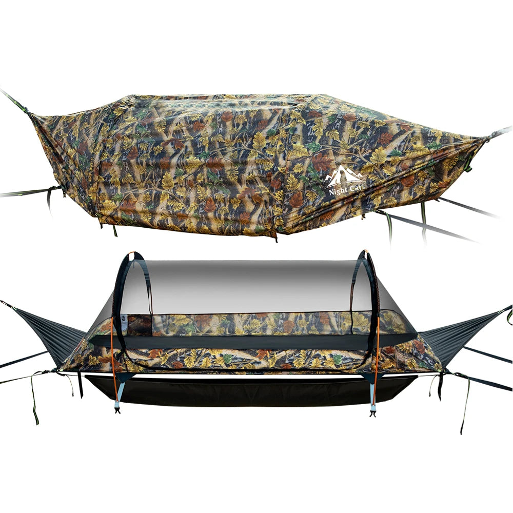 Night Cat Flat Lay Hammock Tent With Mosquito Net Rainfly