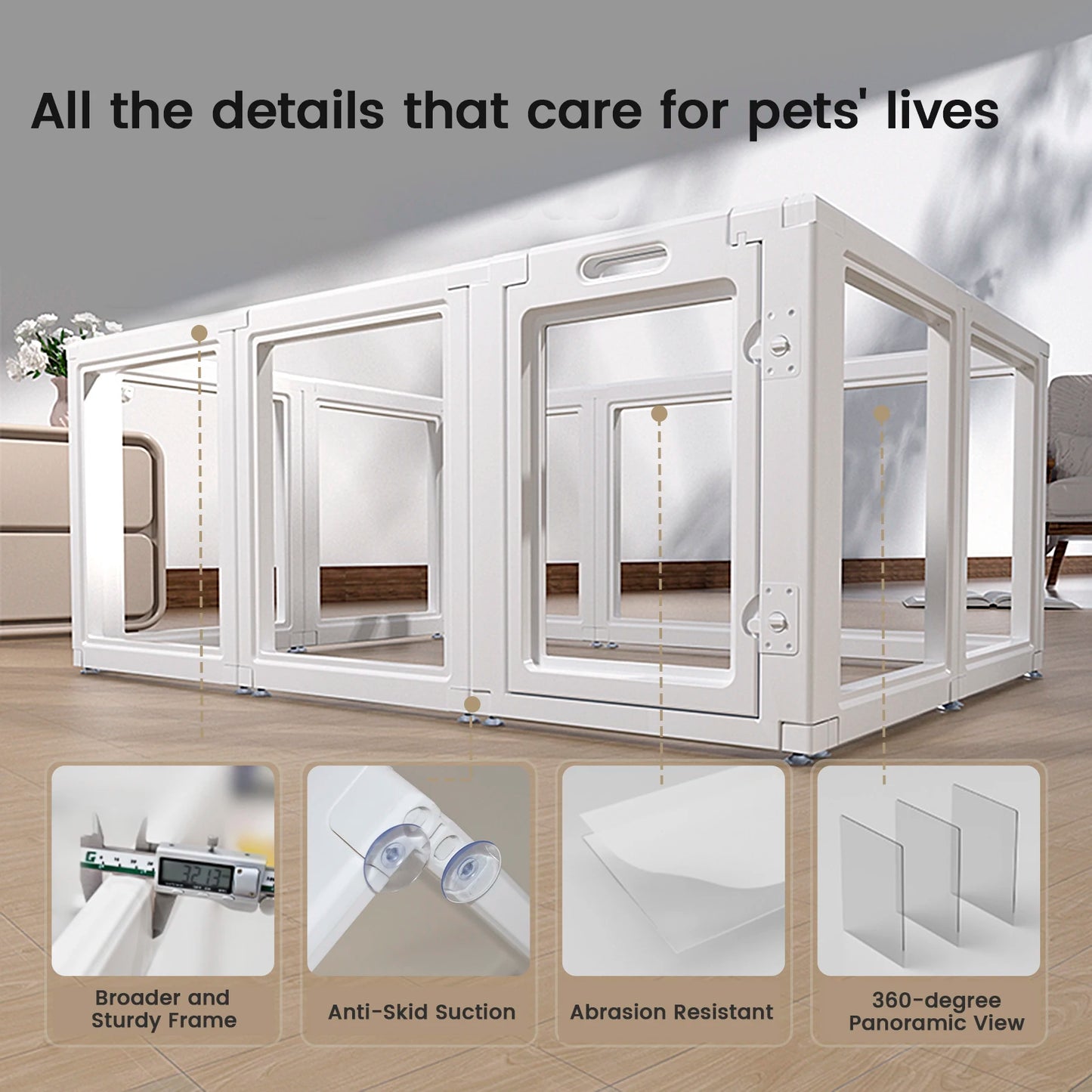 Clear Dog Playpen No Tool Setup for Small and Medium Dogs and Cats Indoor Outdoor Use