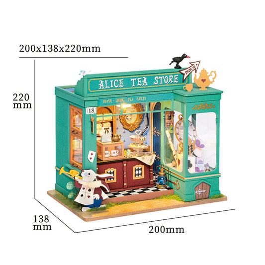 Robotime Rolife DIY Dollhouse Mystery Archives Bureau Kids Miniature Doll House Wooden Kit Toy - Alice's Tea Store DG156 - Loving Babies & Pets Shop