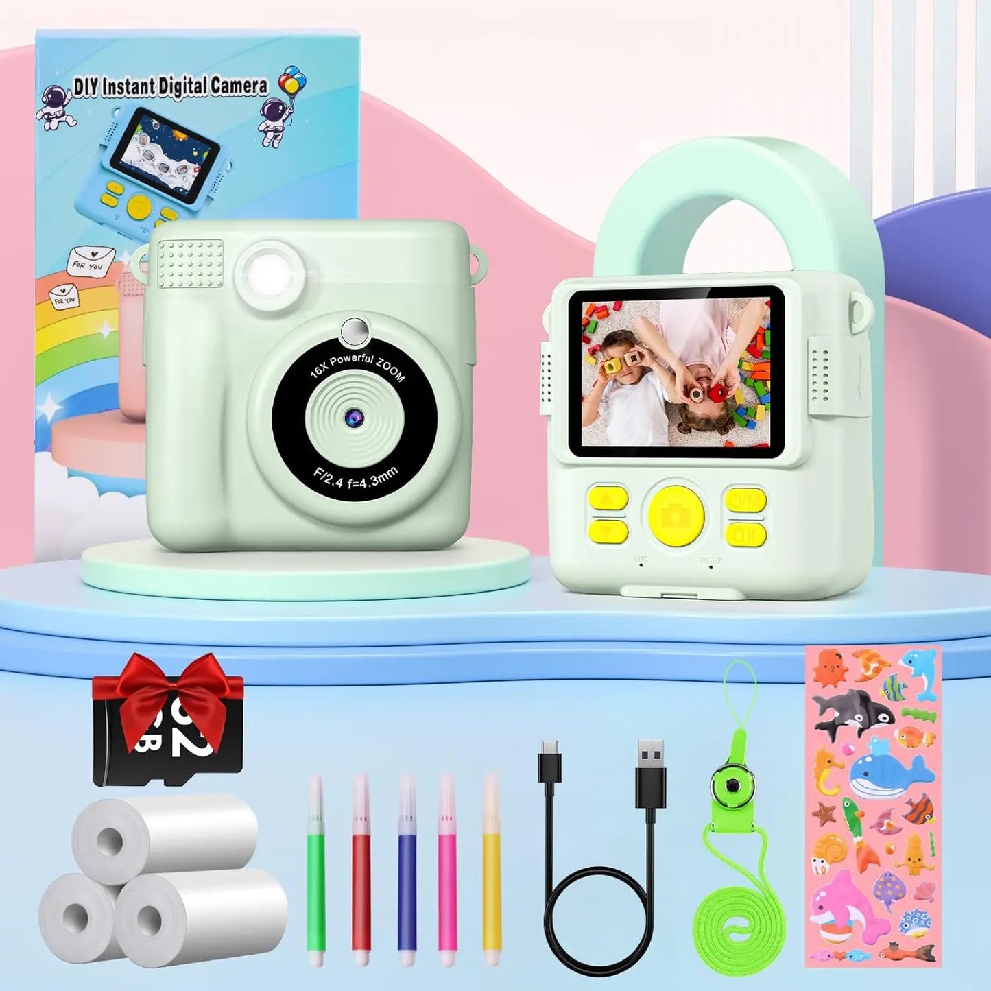 Gofunly Children's Instant Print Camera 1080P Digital Camera Toy for Ages 6 to 12