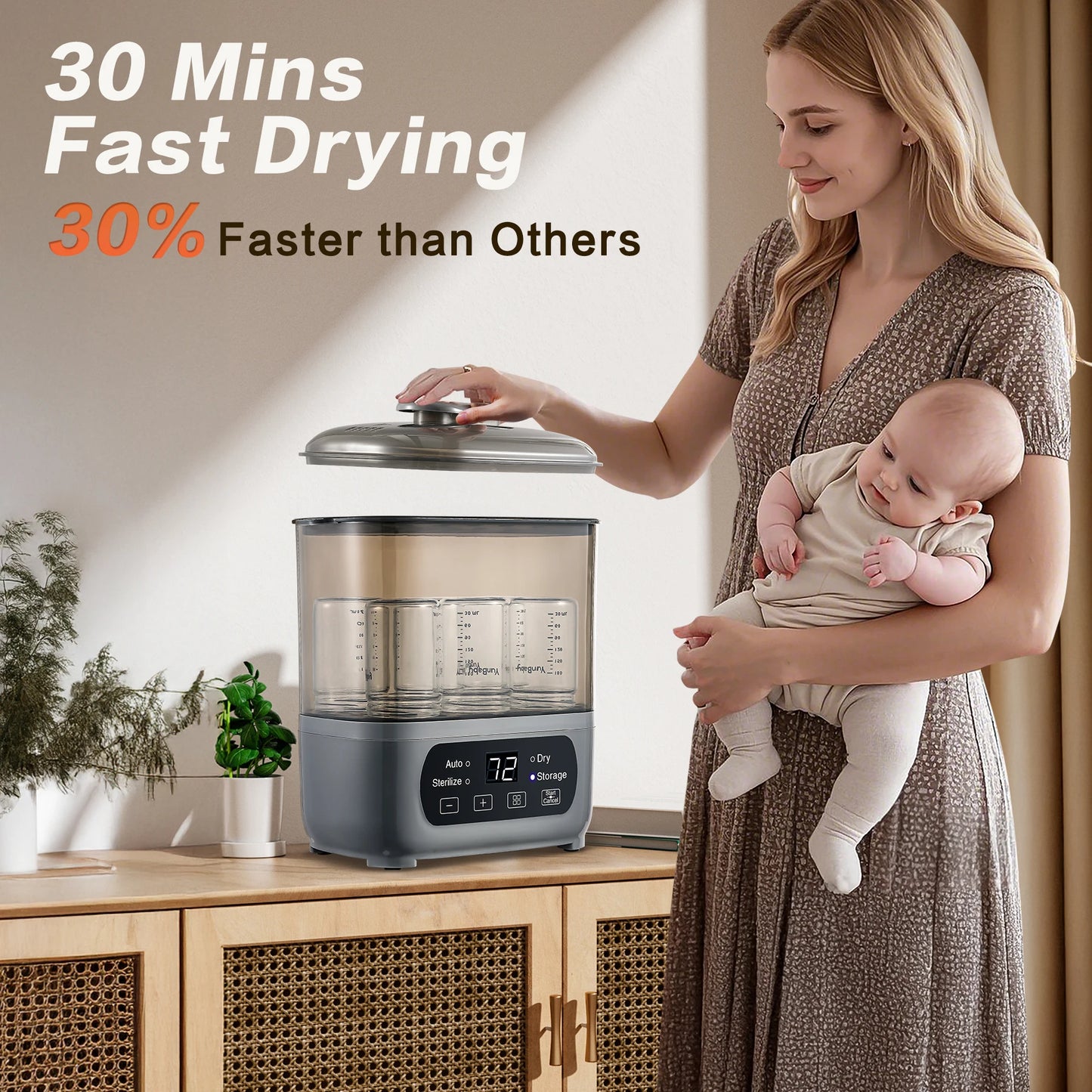 4 In 1 Baby Bottle Sterilizer And Dryer Six Bottles