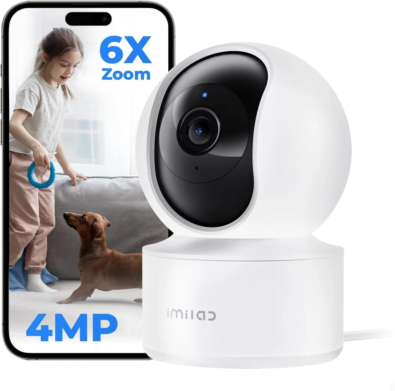 IMILAB C21 2.5K IP Security Camera MiHome App 360° Night Vision Baby Monitor with App, 2-Way Audio, AI Detection