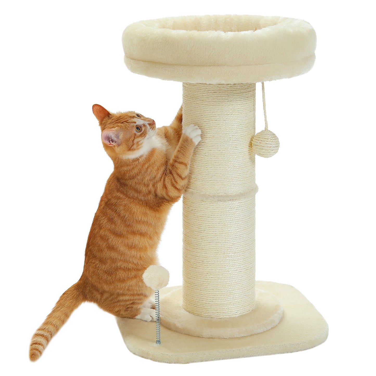 Flower Small Cat Tree Cat Scratching Post for Indoor with Super Thick Natural Sisal Post Pink Stable Removable Perch Mat Balls