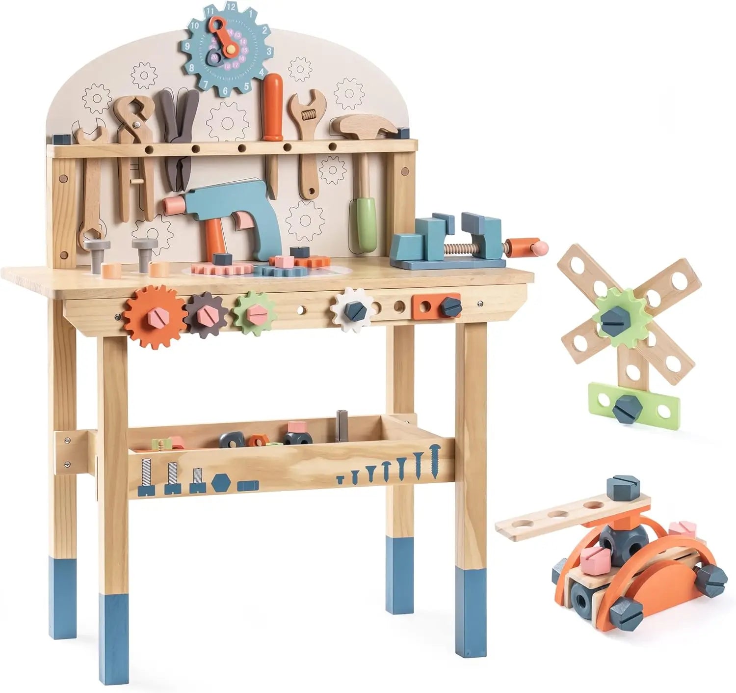 Robotime Kids Tool Bench Set  Large Wooden Work Bench Construction Toys 41 Pieces Kid Toys Tool Set  for Boys Girls Age 3+ - Loving Babies & Pets Shop