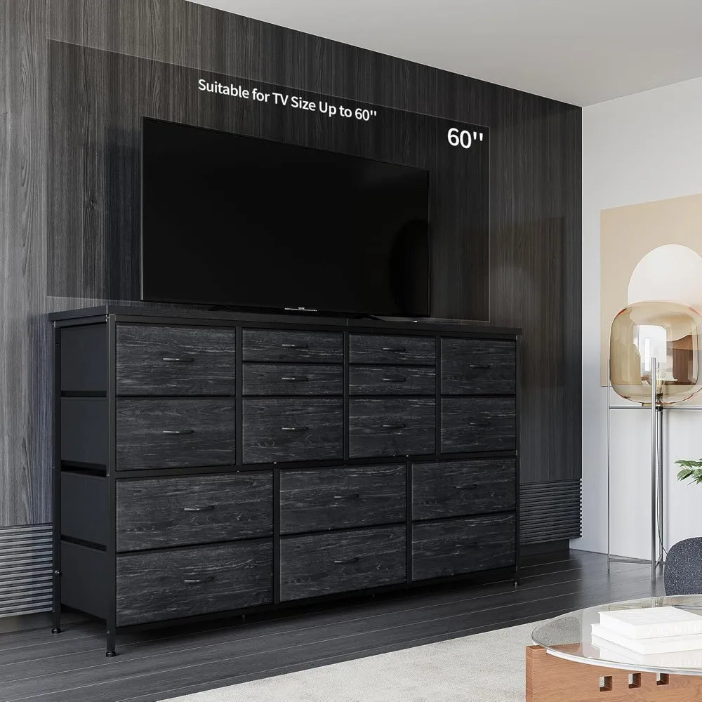 Dresser TV Stand with Power Outlet 60" TV Stands for Living Room Dresser for Bedroom with 16 Drawers for TV Stand - Loving Babies & Pets Shop