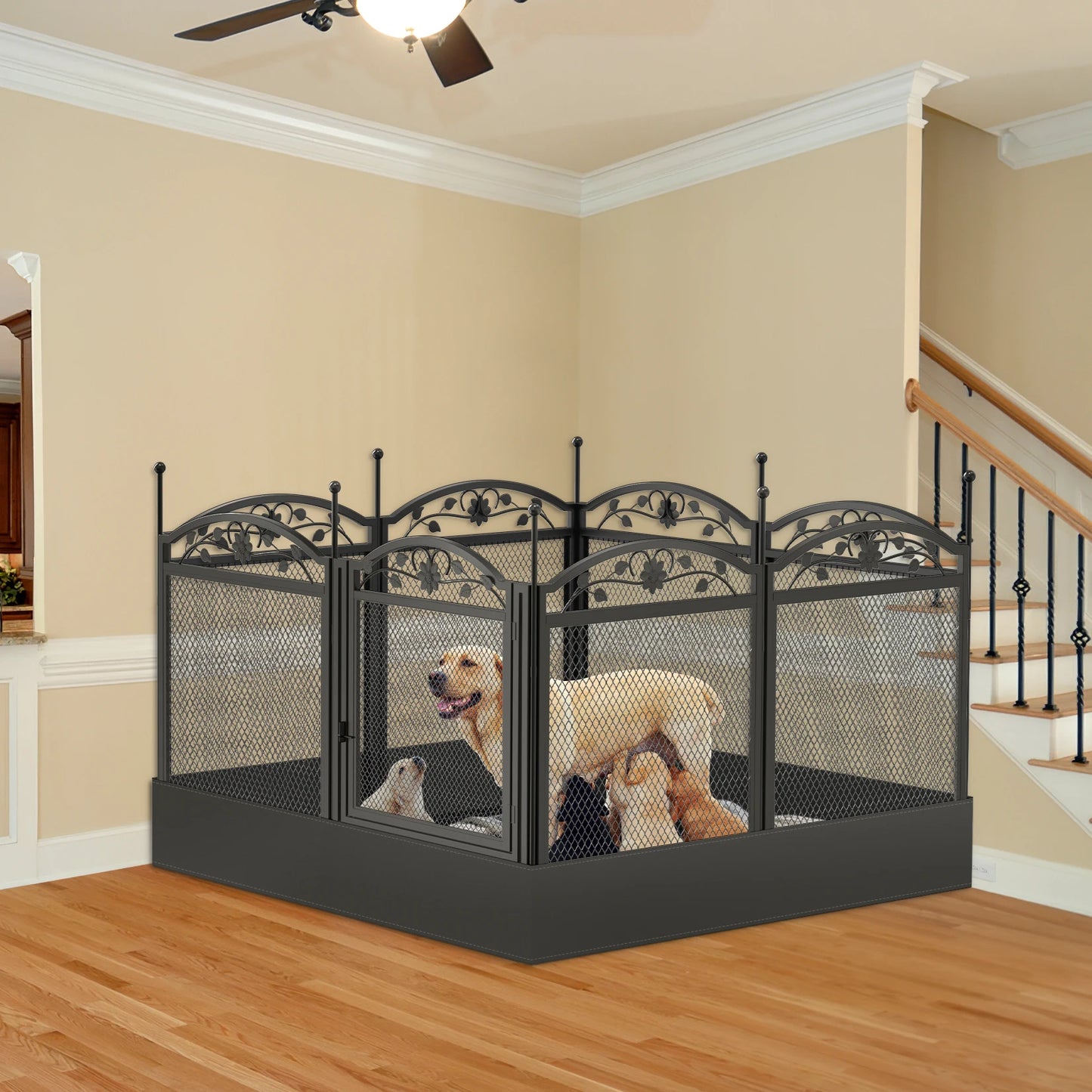 8 Panel Heavy Duty Dog Playpen Indoor Outdoor Metal Fence with Waterproof Pad