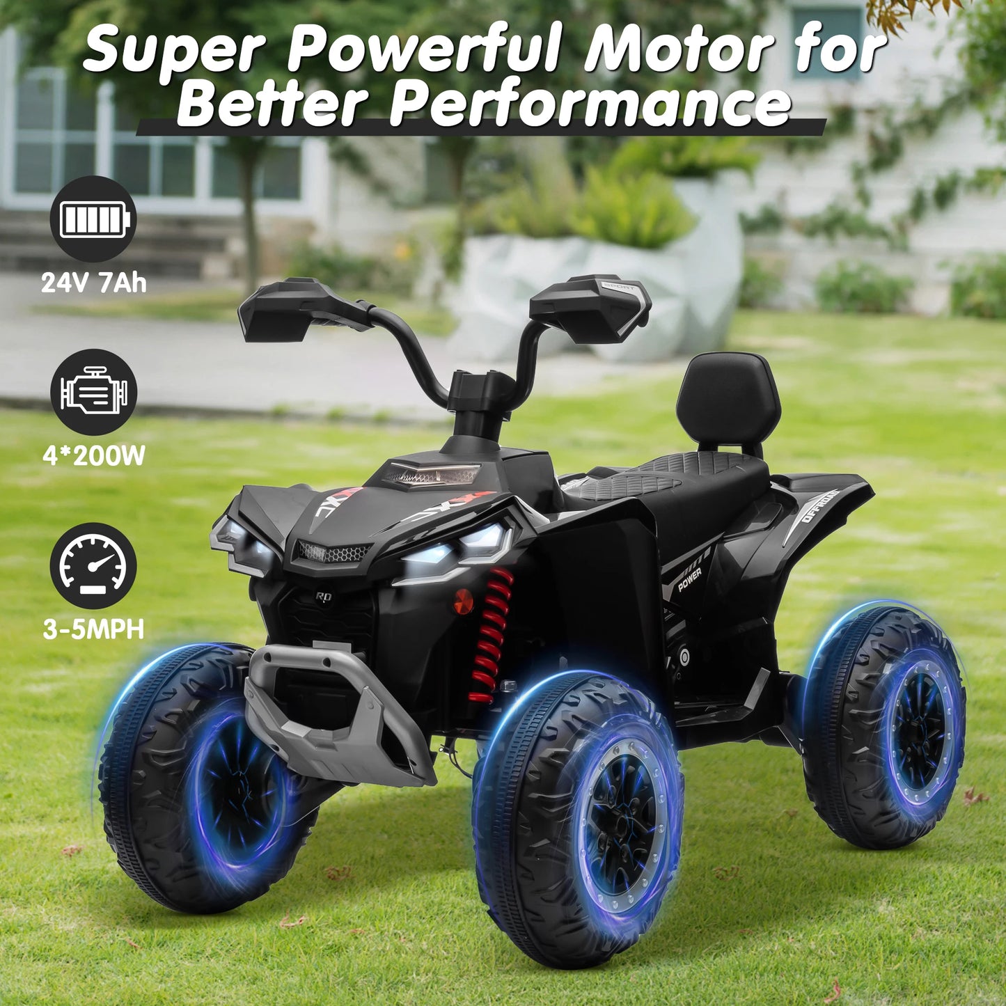 Kids JOYRACER 24V 4 Wheeler ATV Ride On Toy Two Seater with Powerful 800W Motor