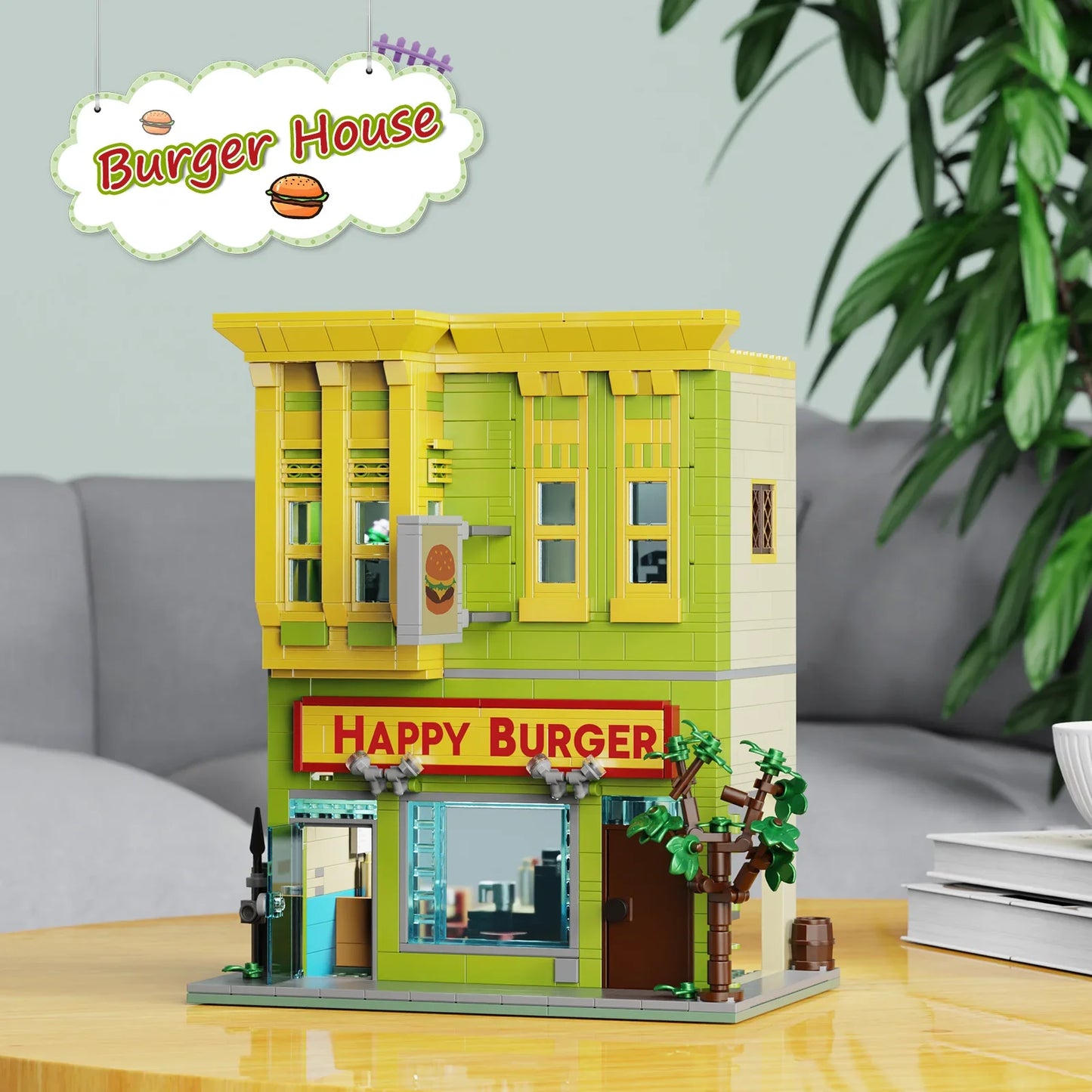 BuildMOC Burgers Store Building Block Set Inspired by Bob Movie 1018 Pieces for Kids