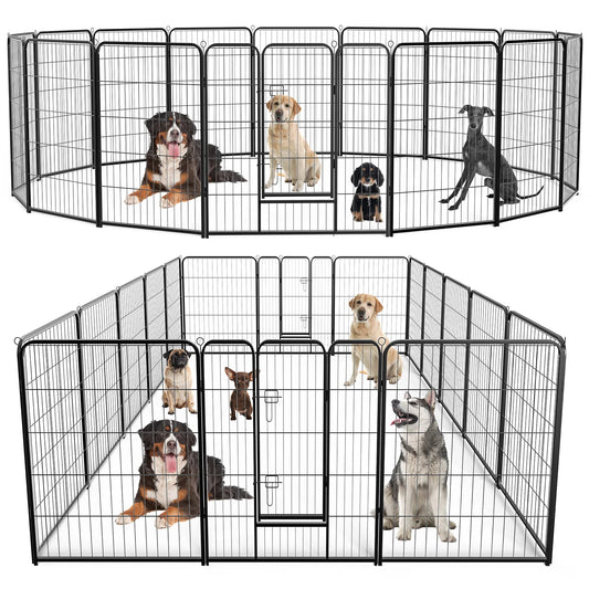 JHK 16 Panel Heavy Duty Dog Playpen Indoor Outdoor Pet Fence with Doors for Exercise