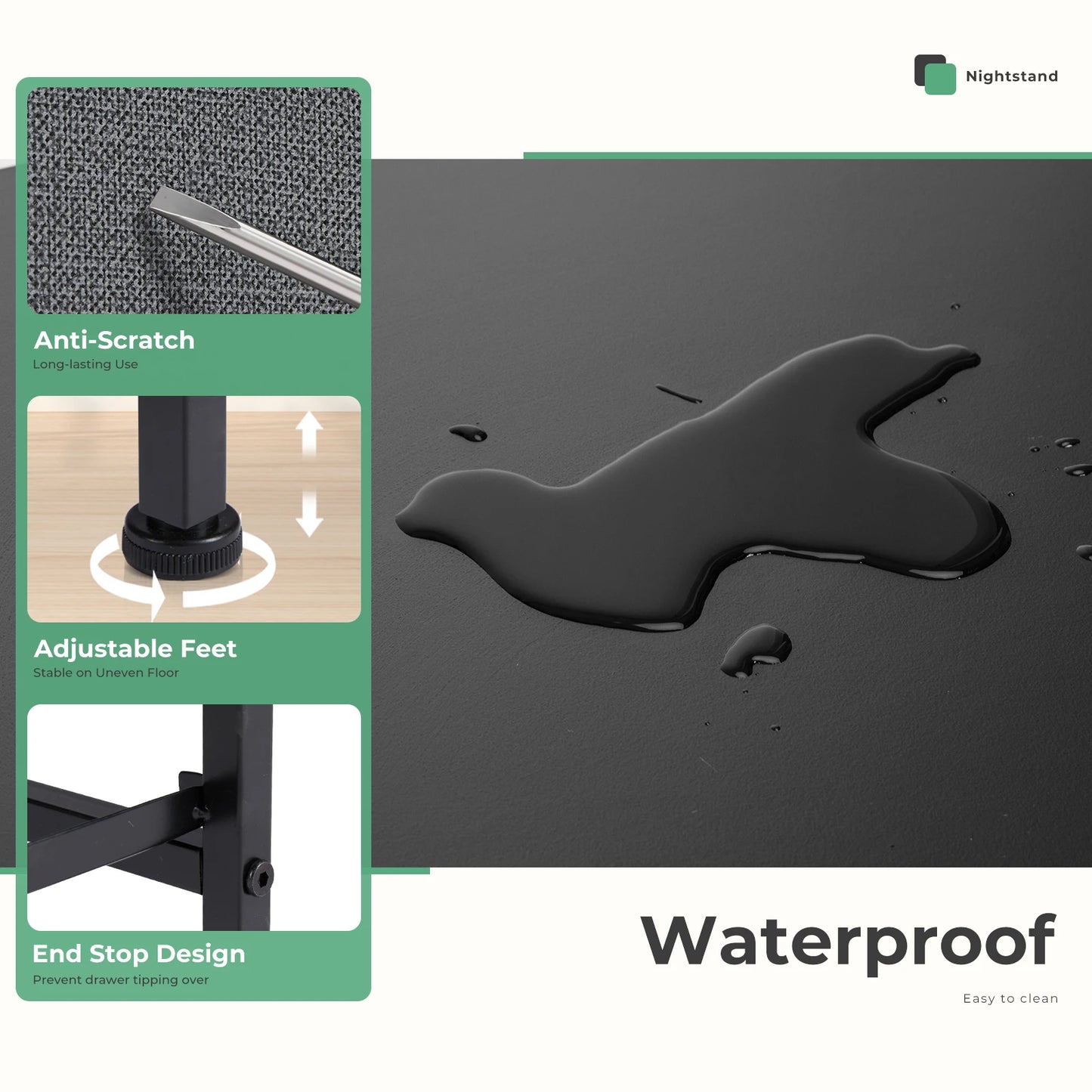 JHK Cabinet For Living Room With 2 Fabric Drawers Beside Nightstand Tables Storage Closet Chest Clothes Display Of Furniture - Loving Babies & Pets Shop