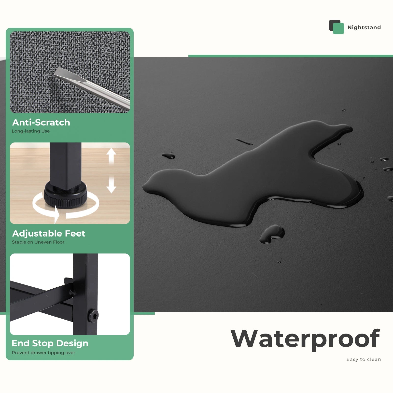 JHK Cabinet For Living Room With 2 Fabric Drawers Beside Nightstand Tables Storage Closet Chest Clothes Display Of Furniture - Loving Babies & Pets Shop