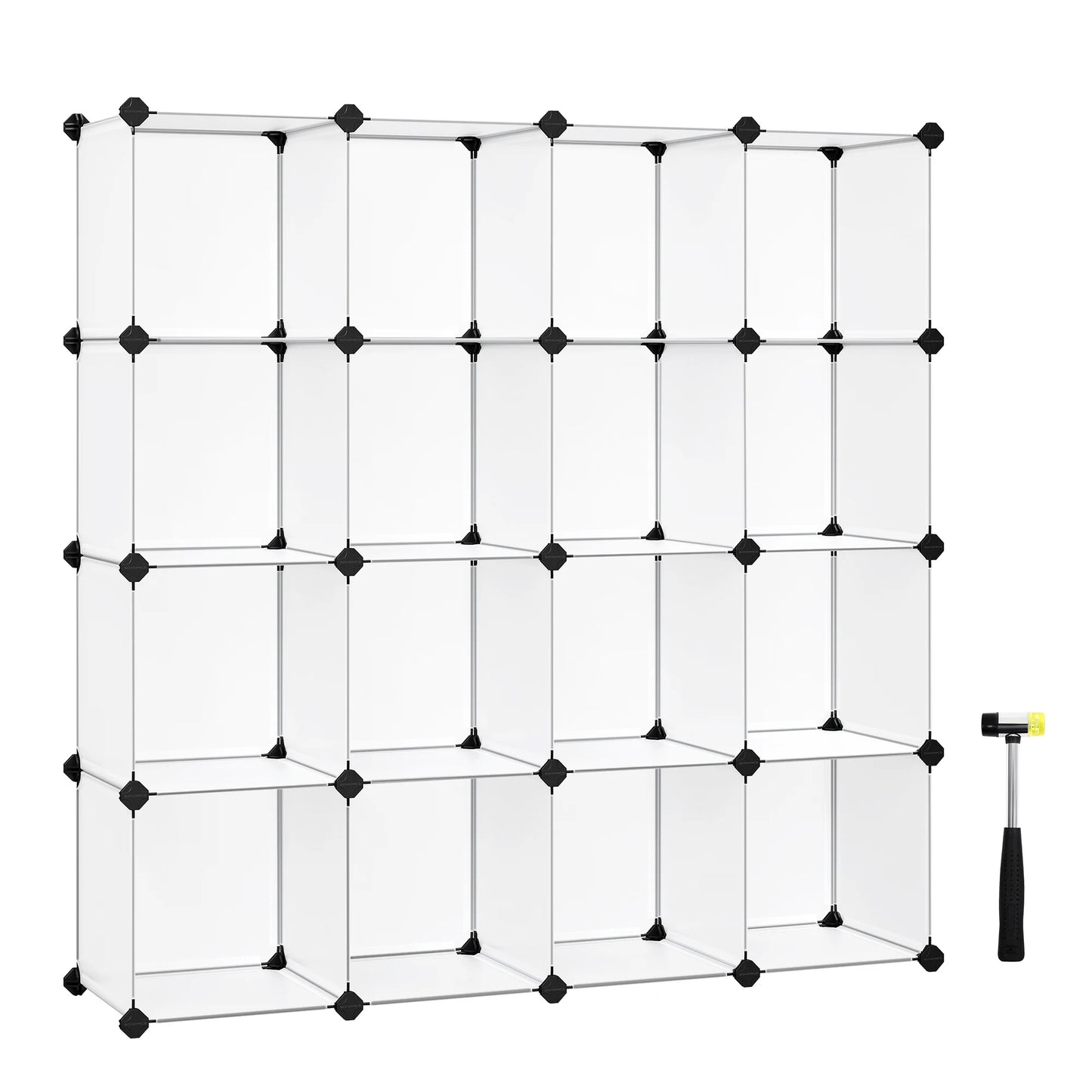 SONGMICS Cube Storage Organizer, Set of 16 Plastic Cubes, Book Shelf, Closet Organizers and Storage, Room Organization, Bedroom - Loving Babies & Pets Shop