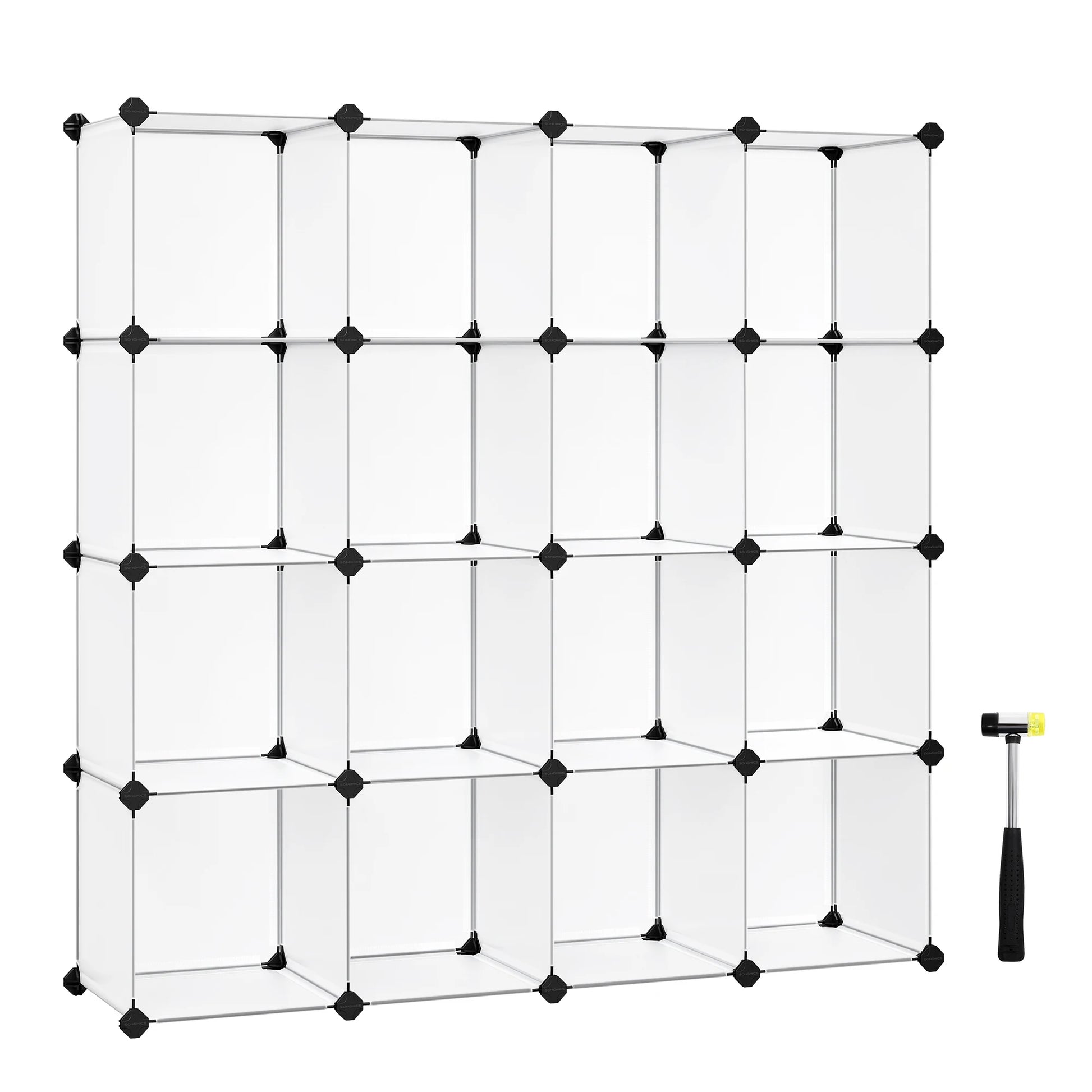 SONGMICS Cube Storage Organizer, Set of 16 Plastic Cubes, Book Shelf, Closet Organizers and Storage, Room Organization, Bedroom - Loving Babies & Pets Shop