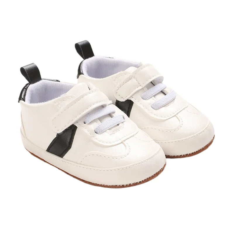Infant Toddler Soft Sole Leather Sneakers with Contrast Colors Breathable Baby Flats for Newborn Boys and Girls Comfortable - Loving Babies & Pets Shop