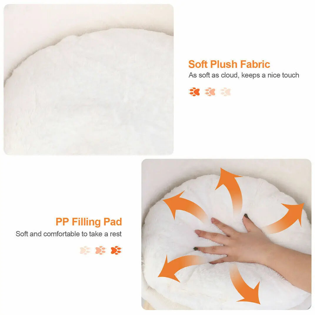 Luxury Soft Cat Bed Warm Plush Fabric Pet Nesting Chair Bed Washable Couch Wood Legs with Cushion Pad  for Small Pets - Loving Babies & Pets Shop