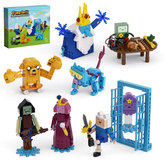 8in1 Adventure Time Building Block Set with Finn Jake Ice King and Bimo Action Figures