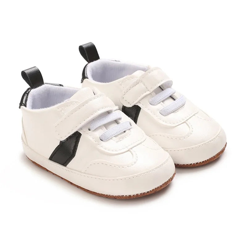 Infant Toddler Soft Sole Leather Sneakers with Contrast Colors Breathable Baby Flats for Newborn Boys and Girls Comfortable - Loving Babies & Pets Shop
