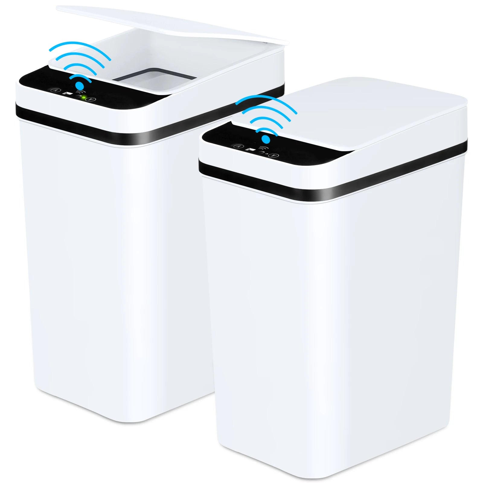 2 Pack 12L Bathroom Automatic Trash Cans Touchless Motion Sensor Slim with Lid for Bathroom Bedroom Living Room Office White - Loving Babies & Pets Shop