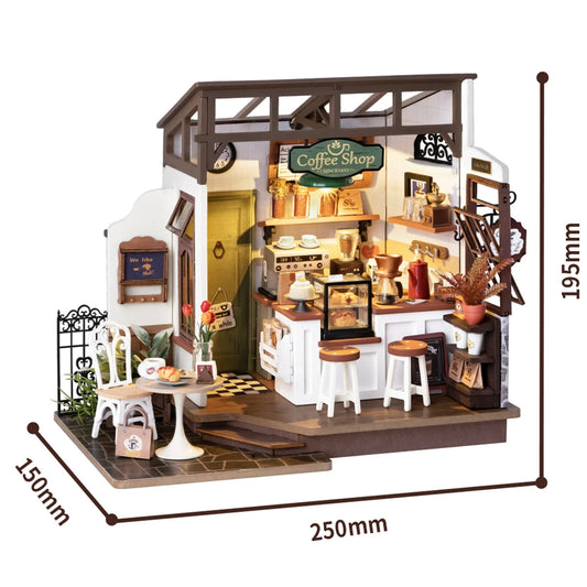 Rolife DIY Mini Dollhouse No 17 Cafe Model Kits DIY Coffee Shop Dollhouse Kids Miniature Fantasy Doll House Wooden Kit Toy - Loving Babies & Pets Shop