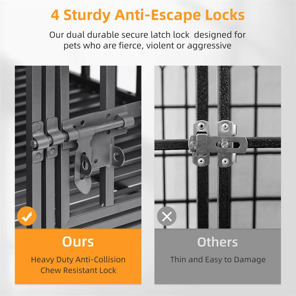 Oversized Stackable Dog Crate Heavy Duty Double Layer Dog Kennel Cage for Medium Large Dogs with Removable Tray Lockable Wheels - Loving Babies & Pets Shop