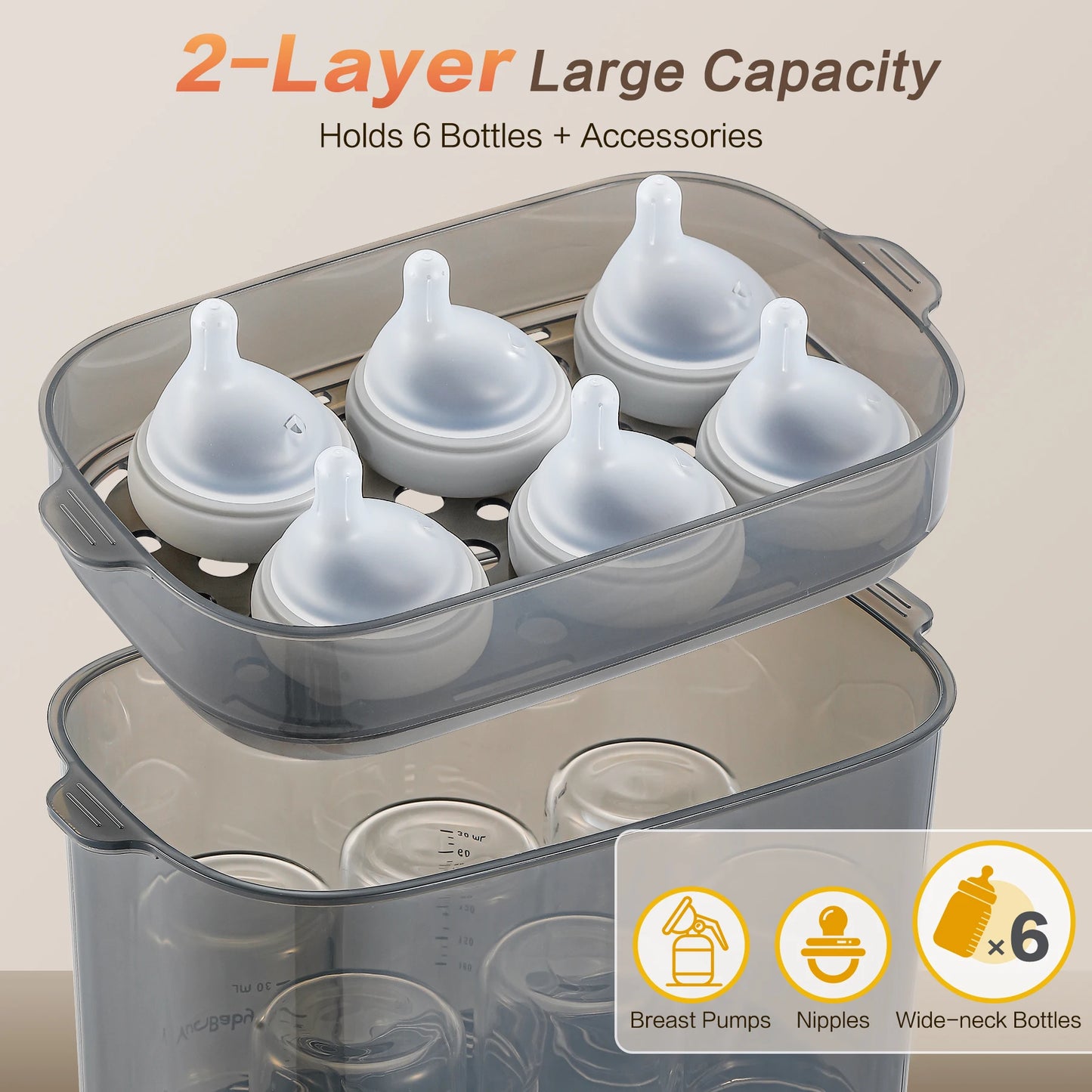 4 In 1 Baby Bottle Sterilizer And Dryer Six Bottles