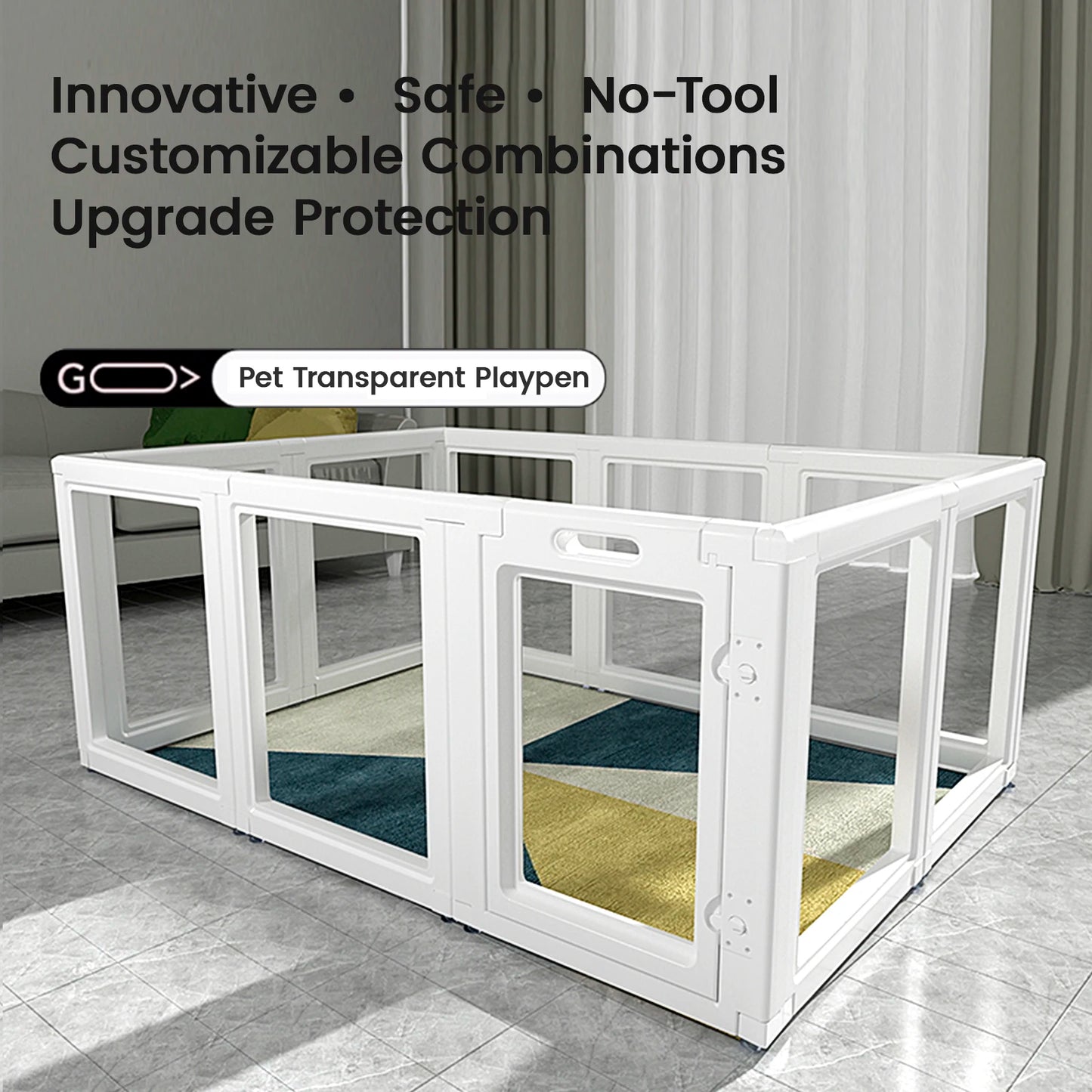 Clear Dog Playpen No Tool Setup for Small and Medium Dogs and Cats Indoor Outdoor Use