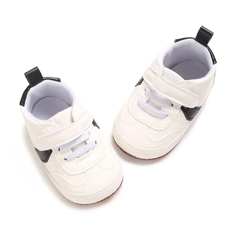Infant Toddler Soft Sole Leather Sneakers with Contrast Colors Breathable Baby Flats for Newborn Boys and Girls Comfortable - Loving Babies & Pets Shop