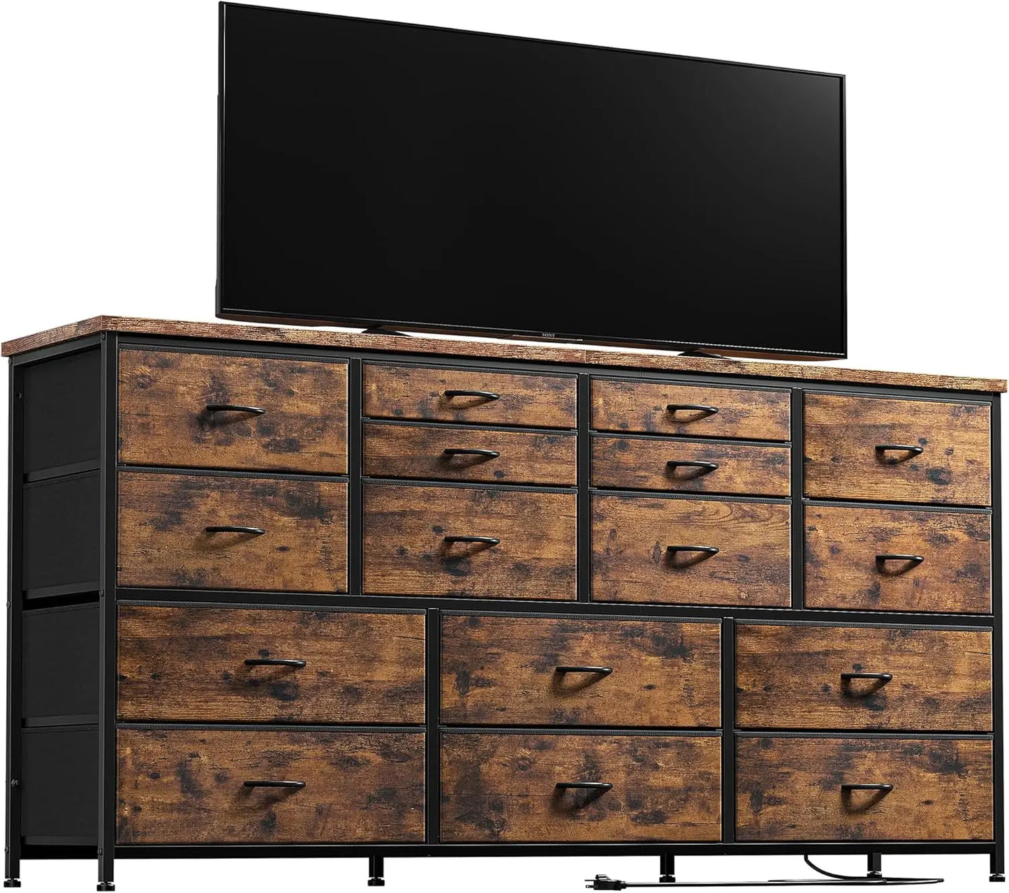 Dresser TV Stand with Power Outlet 60" TV Stands for Living Room Dresser for Bedroom with 16 Drawers for TV Stand - Loving Babies & Pets Shop